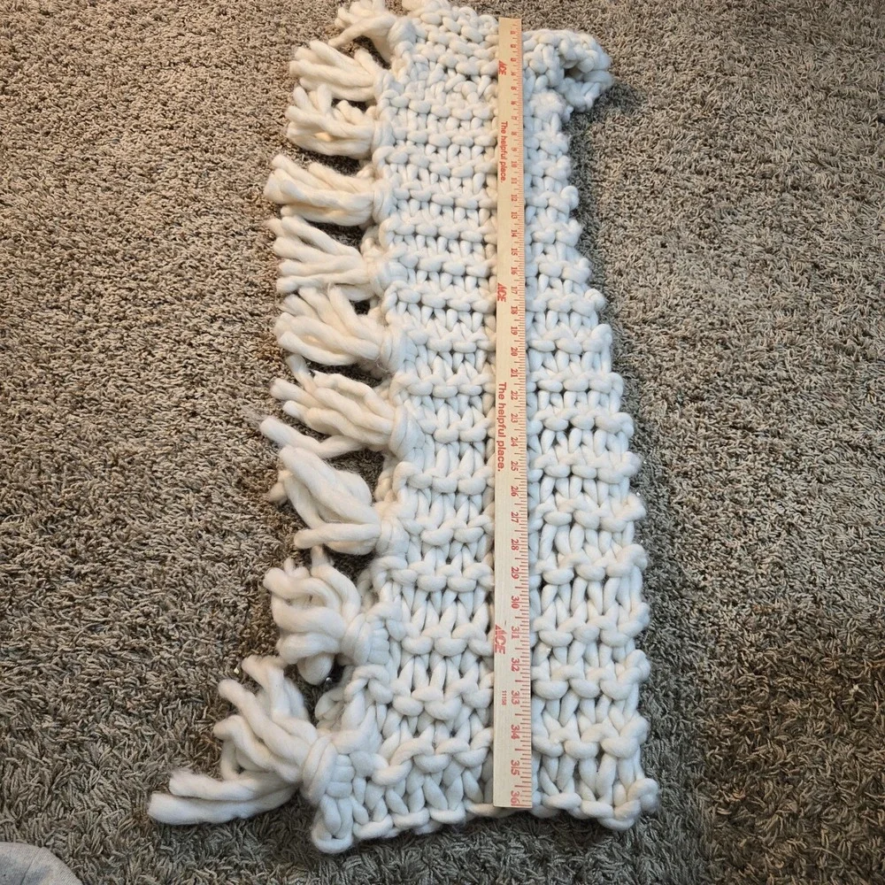 Free People Chunky Knit Fringe Cowl Scarf Woven Thick Bohemian Winter Fall‎ OS